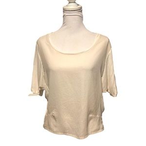 BCBGMaxazria foxy, cream blouse with contrasting side panels size small